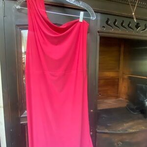 Elegant Bright Pink One-Shoulder Dress